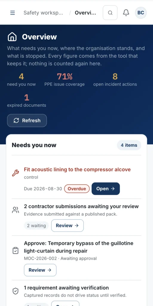 OHSE Assistant on a phone — The whole picture in your pocket