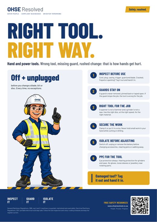 Right Tool. Right Way. safety poster by OHSE Resolved: hand and power tools